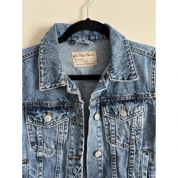 Free People We the Free Rumors Denim Jacket Trucker‎ Blue XS - Picture 2 of 7